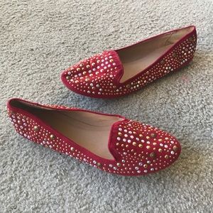 Red Detailed Flats